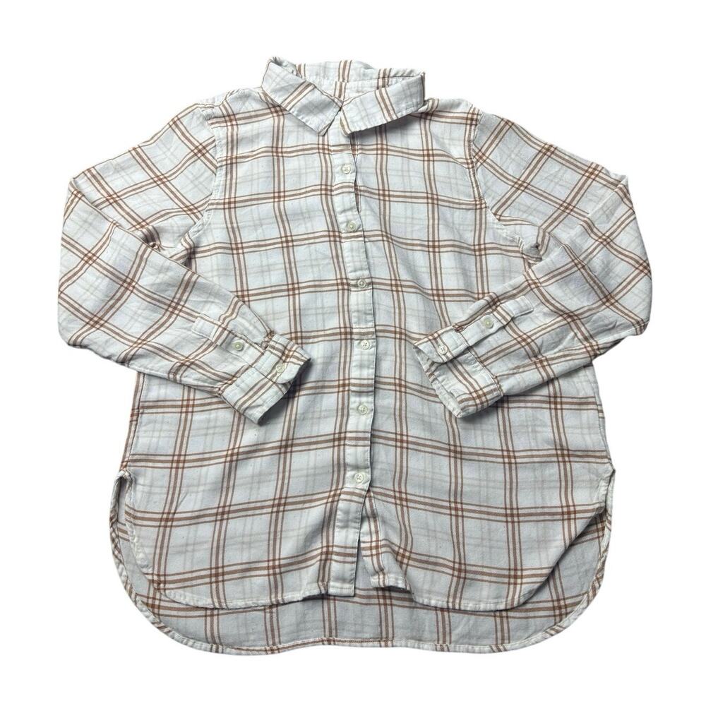 Lucky Brand Plaid Button Down Shirt Women’s Large Oversized Flannel Style